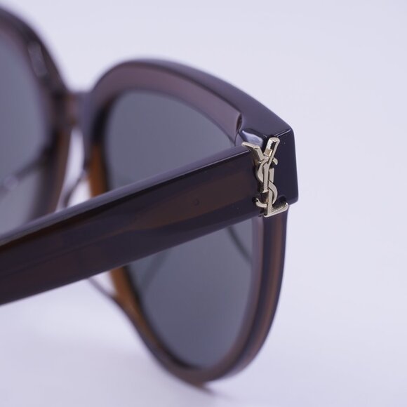 Saint Laurent SLM28/F 008 Sunglasses Brown Round Frame, Grey Lenses - Picture 4 of 10